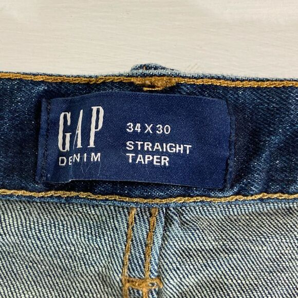 Gap Jeans Men's 34X30 Blue Indigo Denim Straight Taper Gap Flex Casual - Picture 7 of 12